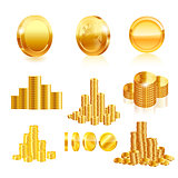 Gold coin set. Vector
