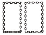 metal chains frame border on white background - 3d rendering