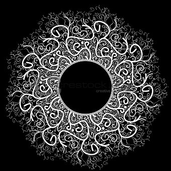 Vector Beautiful Deco Black Mandala, Patterned Design Element, Ethnic Amulet