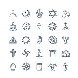 Vector religion icons set thin style