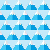 Geometric blue seamless pattern with mountains - winter background