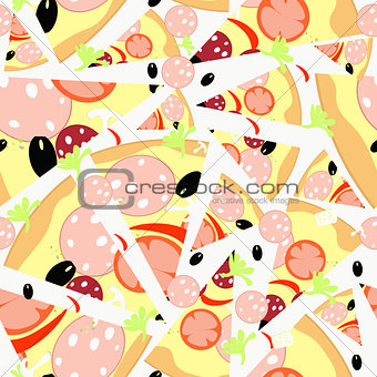 Pattern Seamless slices of pizza. vector illustration