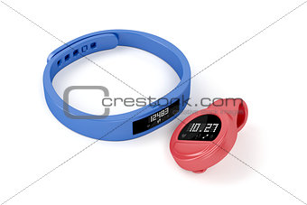 Wristband and clip-on activity trackers
