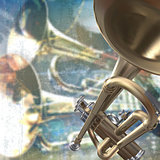 abstract grunge background with trumpet