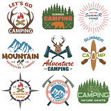 Set of camping equipment symbols