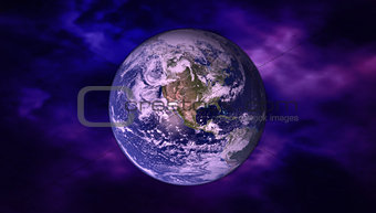 High Resolution Planet Earth view. The World Globe from Space in a star field showing the terrain and clouds. Elements of this image are furnished by NASA