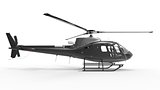 Black civilian helicopter on a white uniform background. 3d illustration.