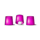 Thimblerig with purple cups and ball