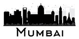 Mumbai City skyline black and white silhouette.