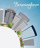 Birmingham (Alabama) Skyline with Grey Buildings and copy space
