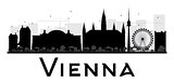Vienna City skyline black and white silhouette.