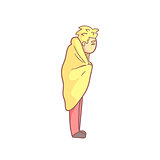 Blond Guy Standing Wrapped In Blanket
