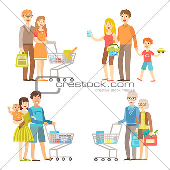 Families Grocery Shopping Together