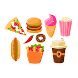 Fast Food Items Set Of Isolated Icons