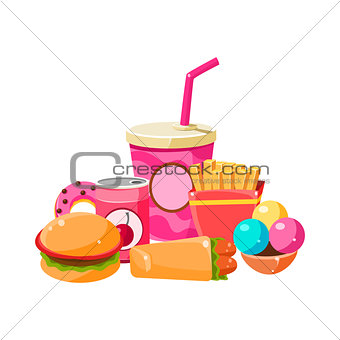 Fast Food Collection Colorful Illustration