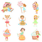 Kids And Giant Sweets Set
