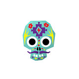 Bright Color Traditional Mexican Painted Scull Icon