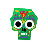 Bright Color Traditional Mexican Painted Scull Icon