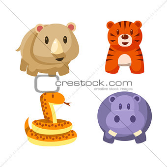 Toy African Animals Icon Set