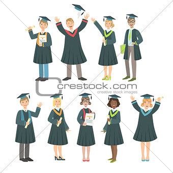 Graduating Students In Black Mantle Set