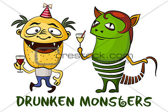 Drunken Cartoon Monsters Set