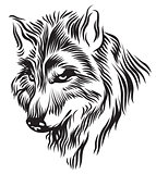 Black white wolf head