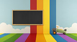 Colorful playroom with blackboard