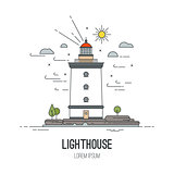 Lighthouse icon, vector illustration. In trendy linear style - navigational and travel concepts.