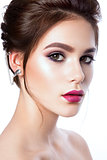 portrait of beautiful woman with bright make-up