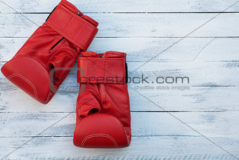 pair of red boxing gloves