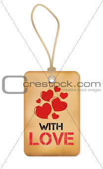 Paper Old Label with Love and Heart Vector Illustration