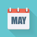 May Dates Flat Icon with Long Shadow. Vector Illustration