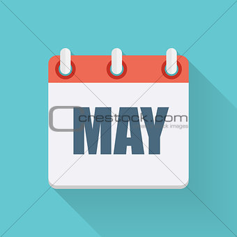 May Dates Flat Icon with Long Shadow. Vector Illustration