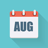 August Dates Flat Icon with Long Shadow. Vector Illustration