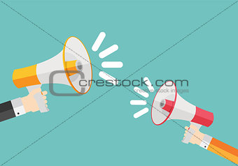 Social Media Marketing Icon. Hand with Megaphone  Vector Illustr
