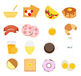 Breakfast Icon Set in Modern Flat Style Vector Illustration