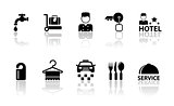 hotel concept icons with reflection