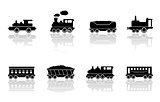 trains and railroad wagons set