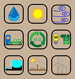 Ecology flat icon set