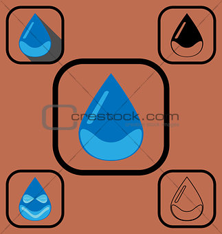 Water drop icons set