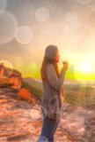 Abstract Blurred and soft photo of Women on hilltop