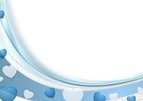 Blue wavy abstract background with hearts