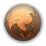 Southeast Asia on wooden planet Earth