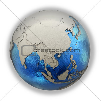 Southeast Asia on model of planet Earth