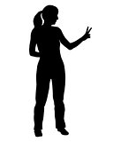 Silhouette of woman with hand sign