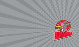 Business card Donkey Mascot Serve Burger Rectangle Retro