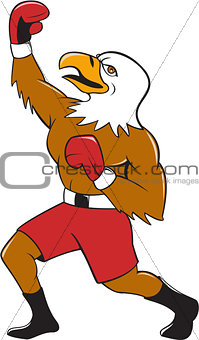 Bald Eagle Boxer Pumping Fist Cartoon
