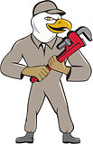 Bald Eagle Plumber Monkey Wrench Cartoon