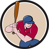 Baseball Player Batting Circle Cartoon