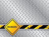 Abstract metallic background with traffic sign